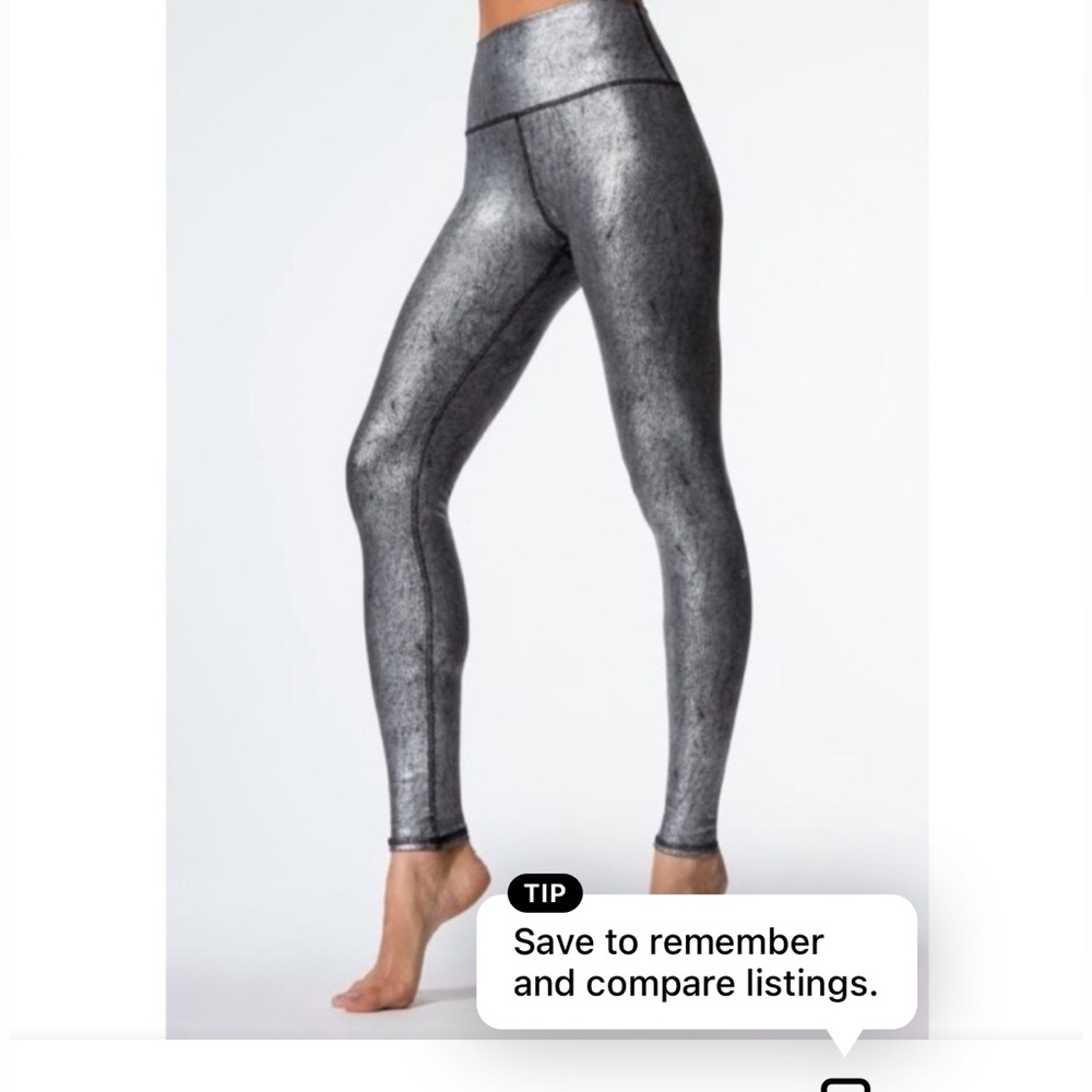 ALO Yoga Metallic Silver High-Rise Leggings Size M NWOT - Picture 2 of 13